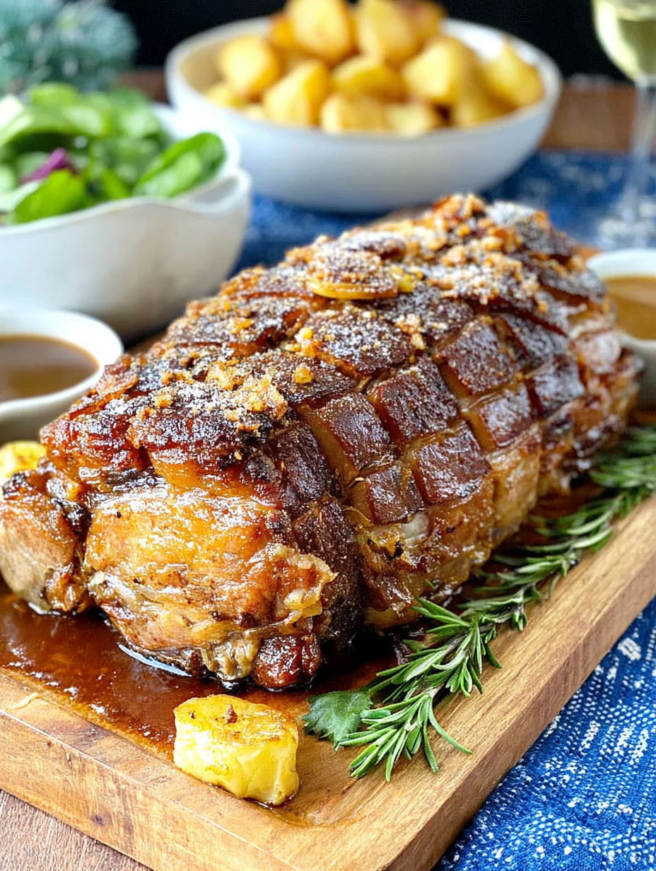 A savory roast pork with gravy for cozy winter dinners.