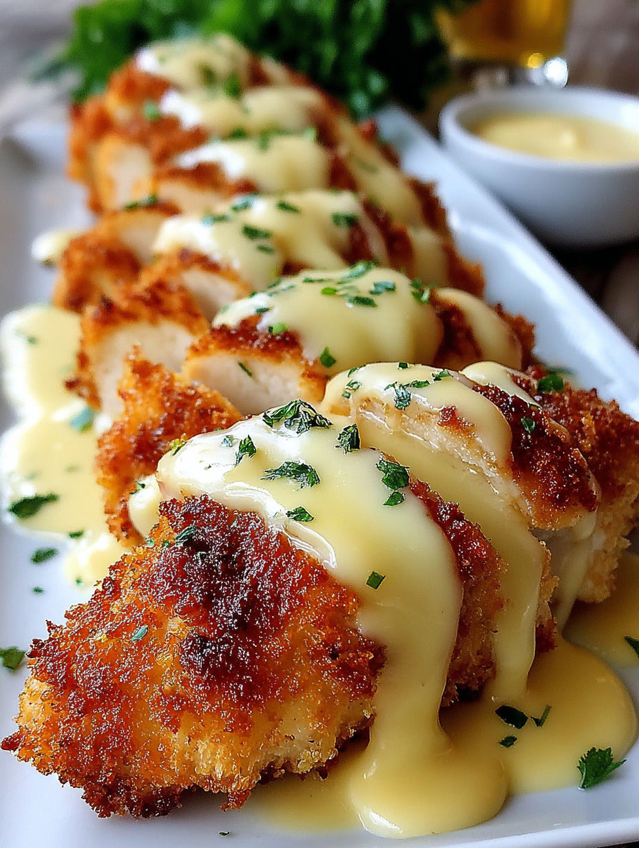 Chicken Cordon Bleu Swiss with sauce.