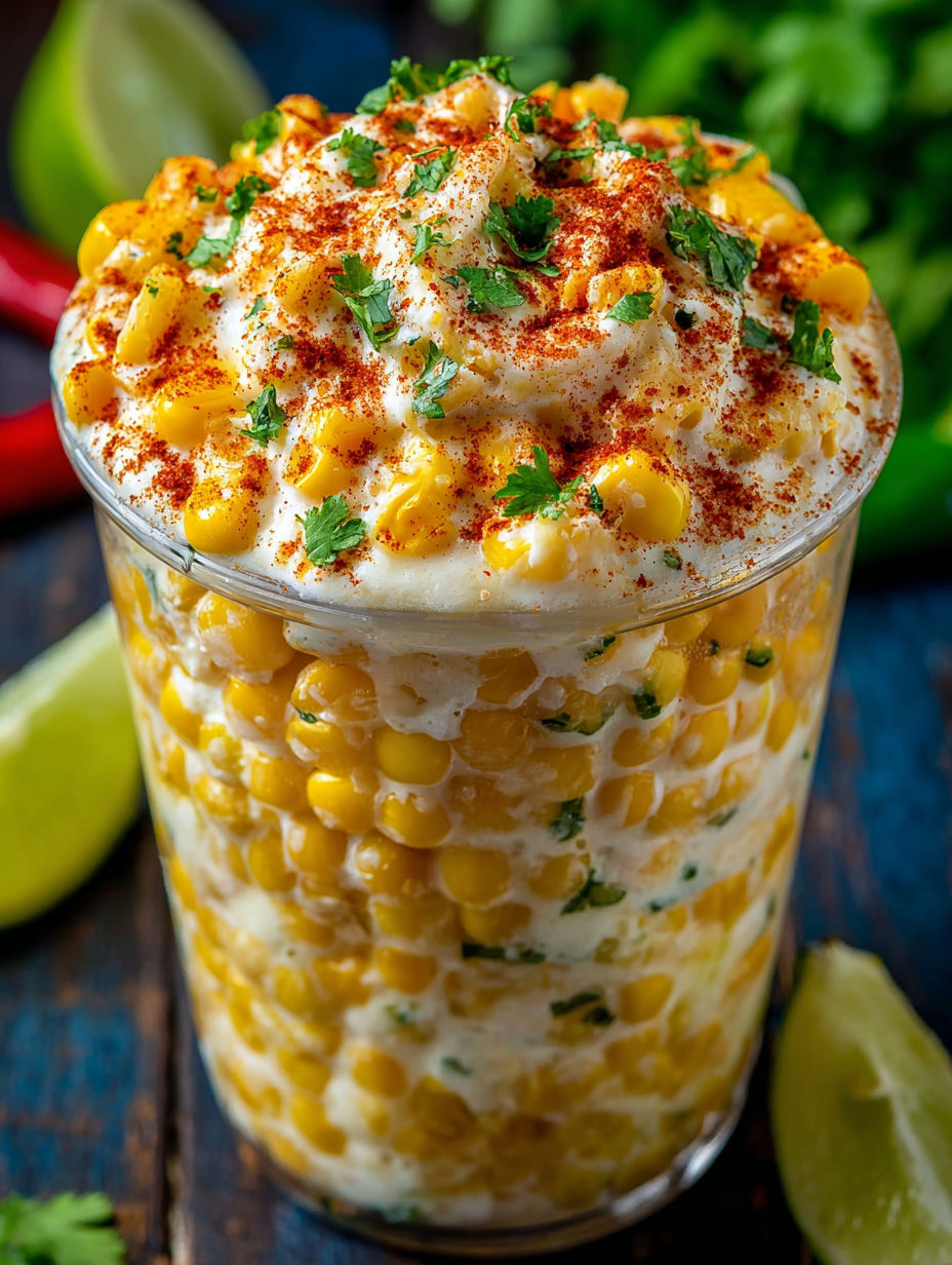 A creamy Mexican street corn cup.