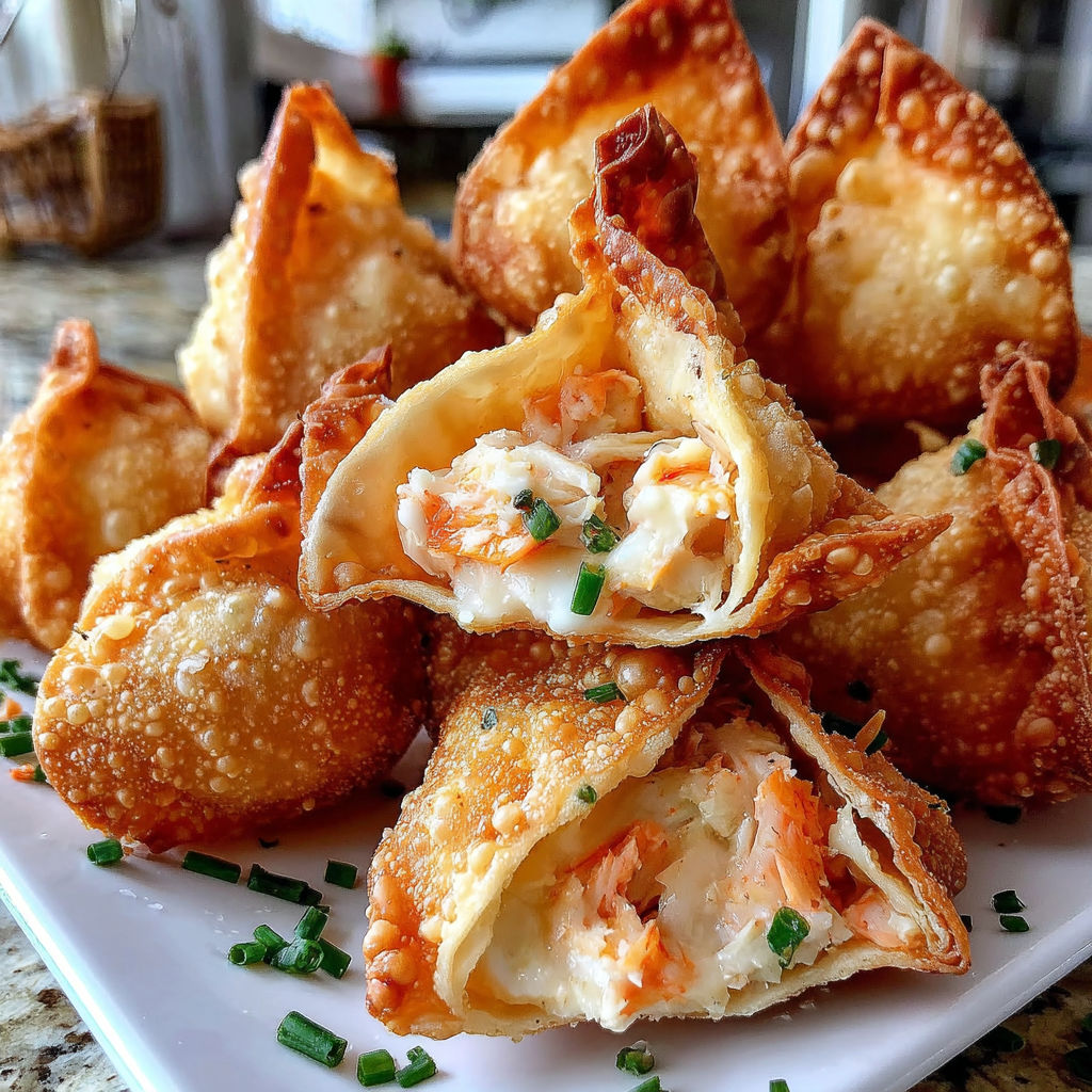 A plate of crispy crab cream wontons.