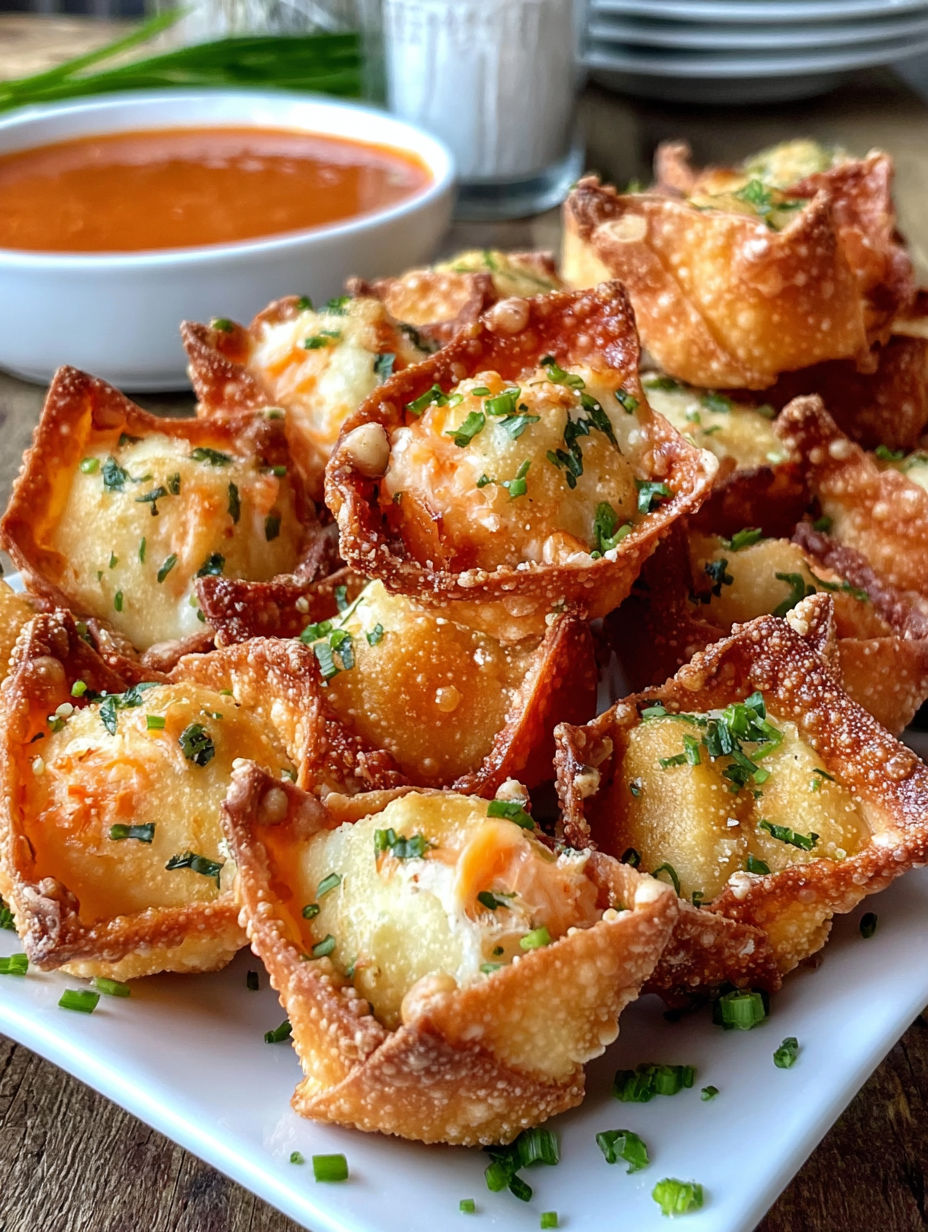 A plate of crispy crab cream wontons.