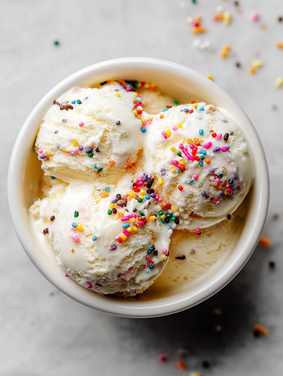 A bowl of ice cream with sprinkles.