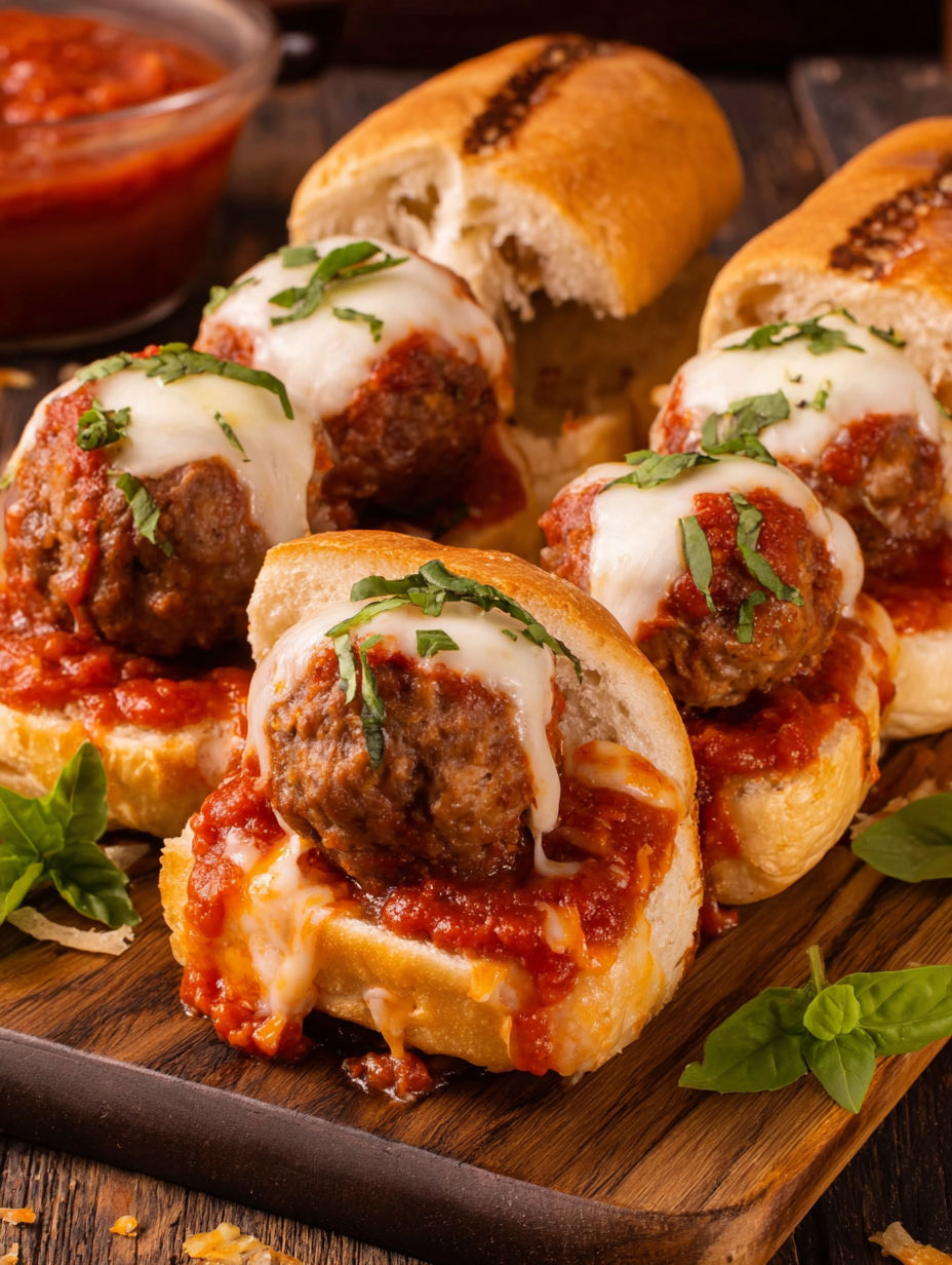 A plate of loaded meatball grinders.