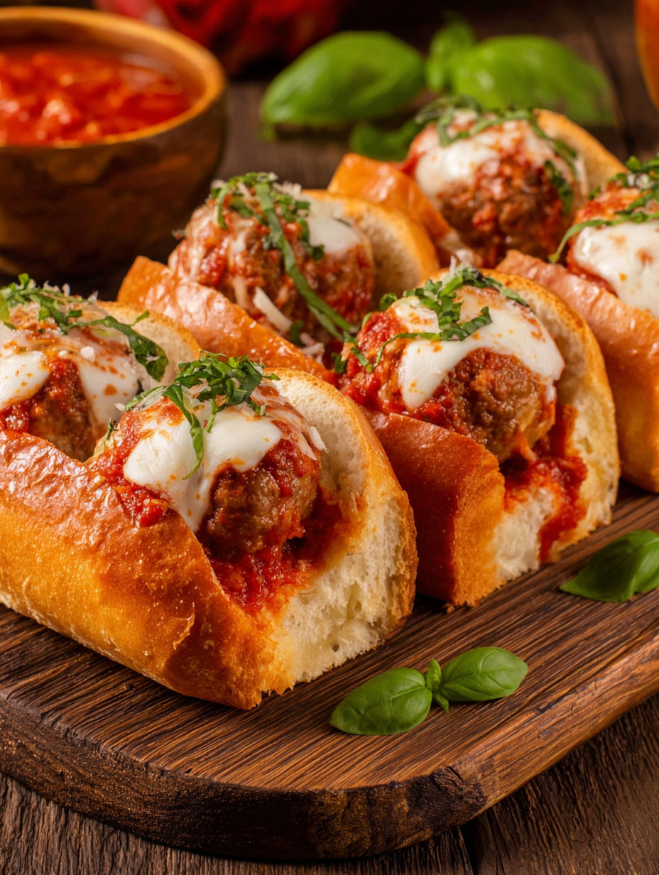 A plate of loaded meatball grinders.
