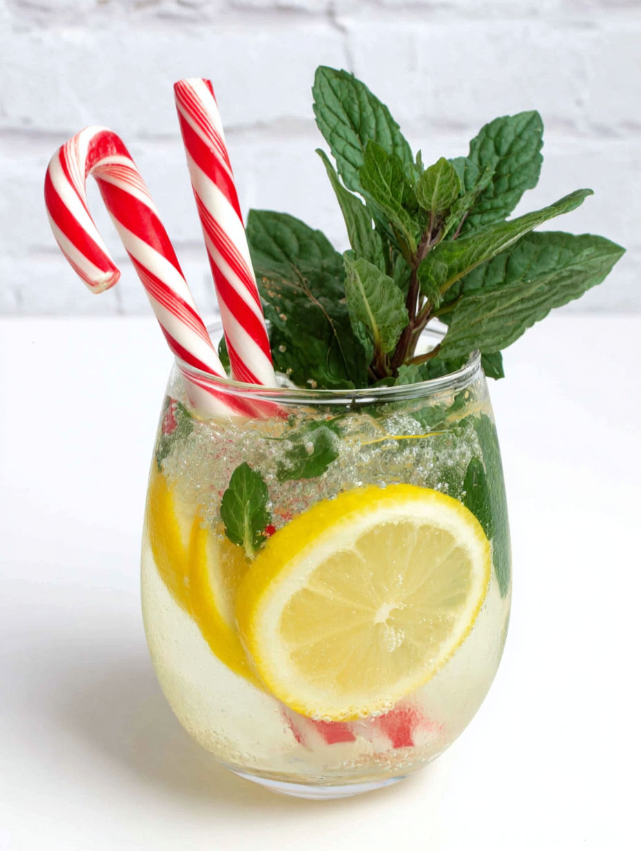 A glass of peppermint lemonade spritz.