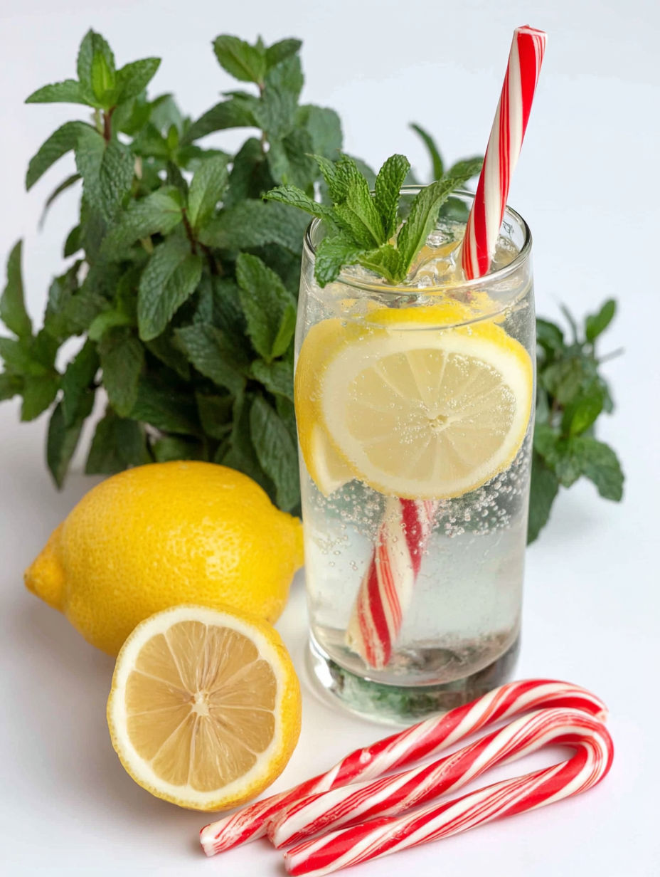A glass of lemonade with a lemon and mint garnish.
