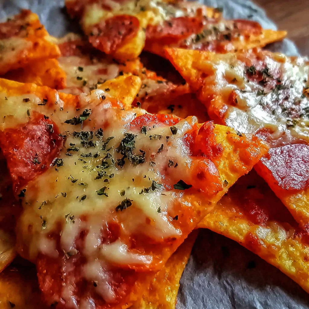 A plate of crispy pizza chips.