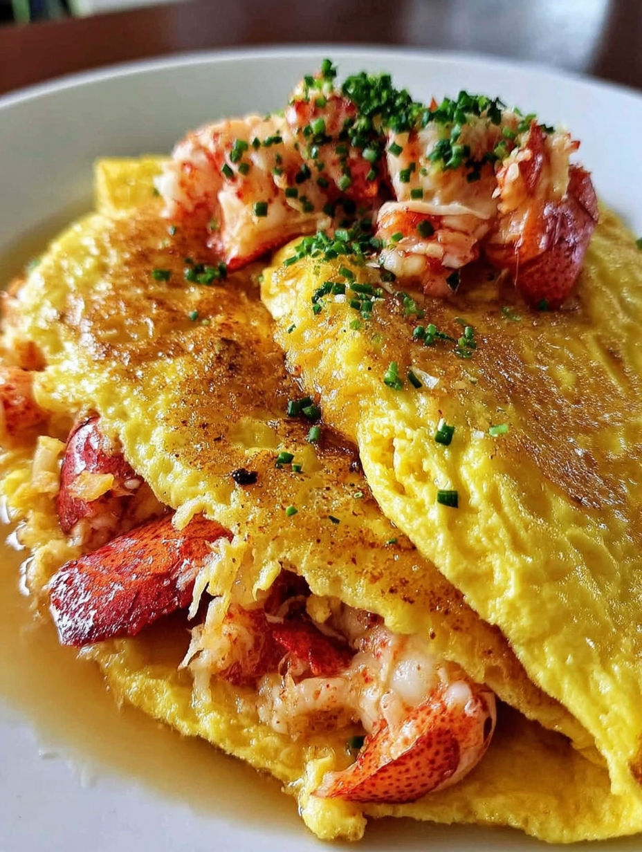 A plate of lobster omelette.