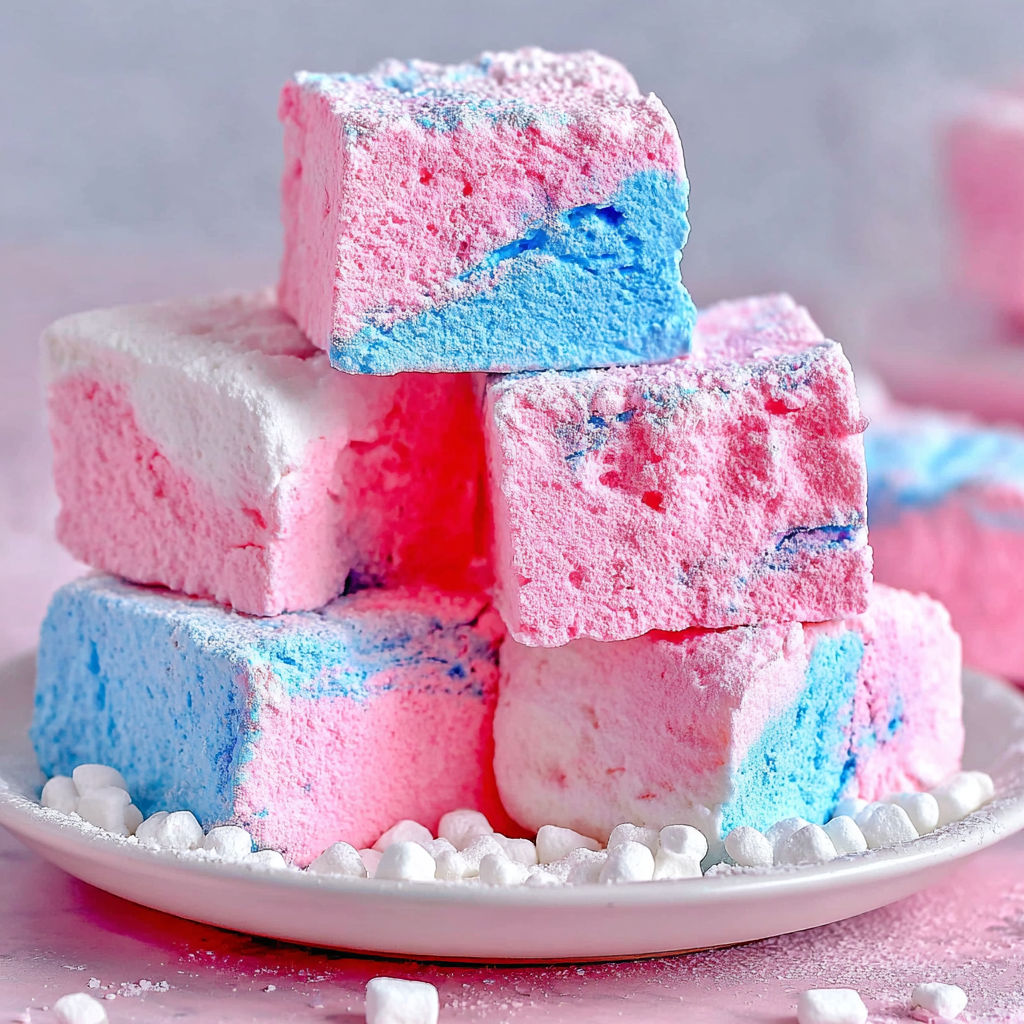 A plate of cotton candy marshmallows.