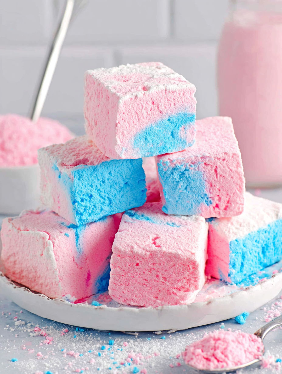 A stack of colorful marshmallows.