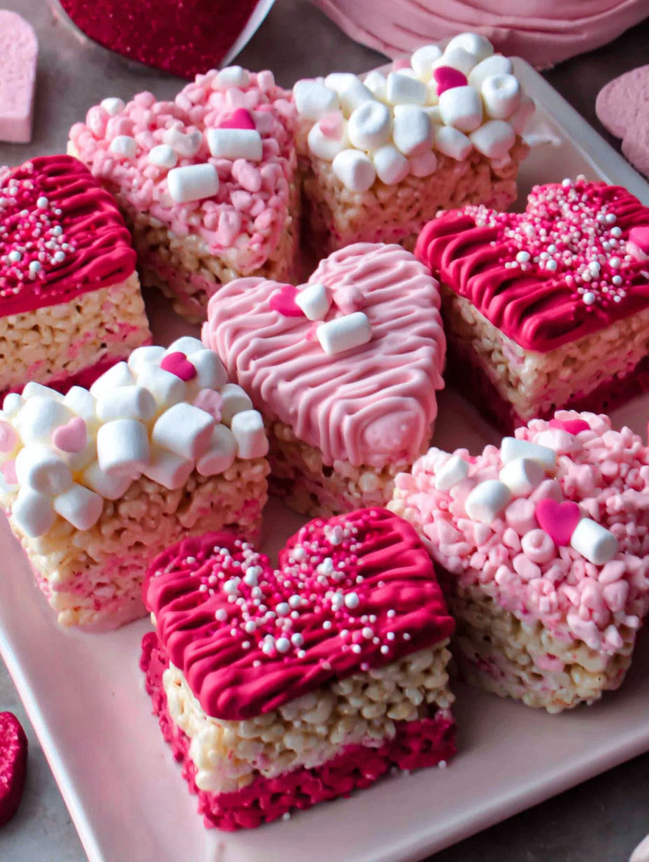 A plate of heart shaped cake with marshmallows on top.