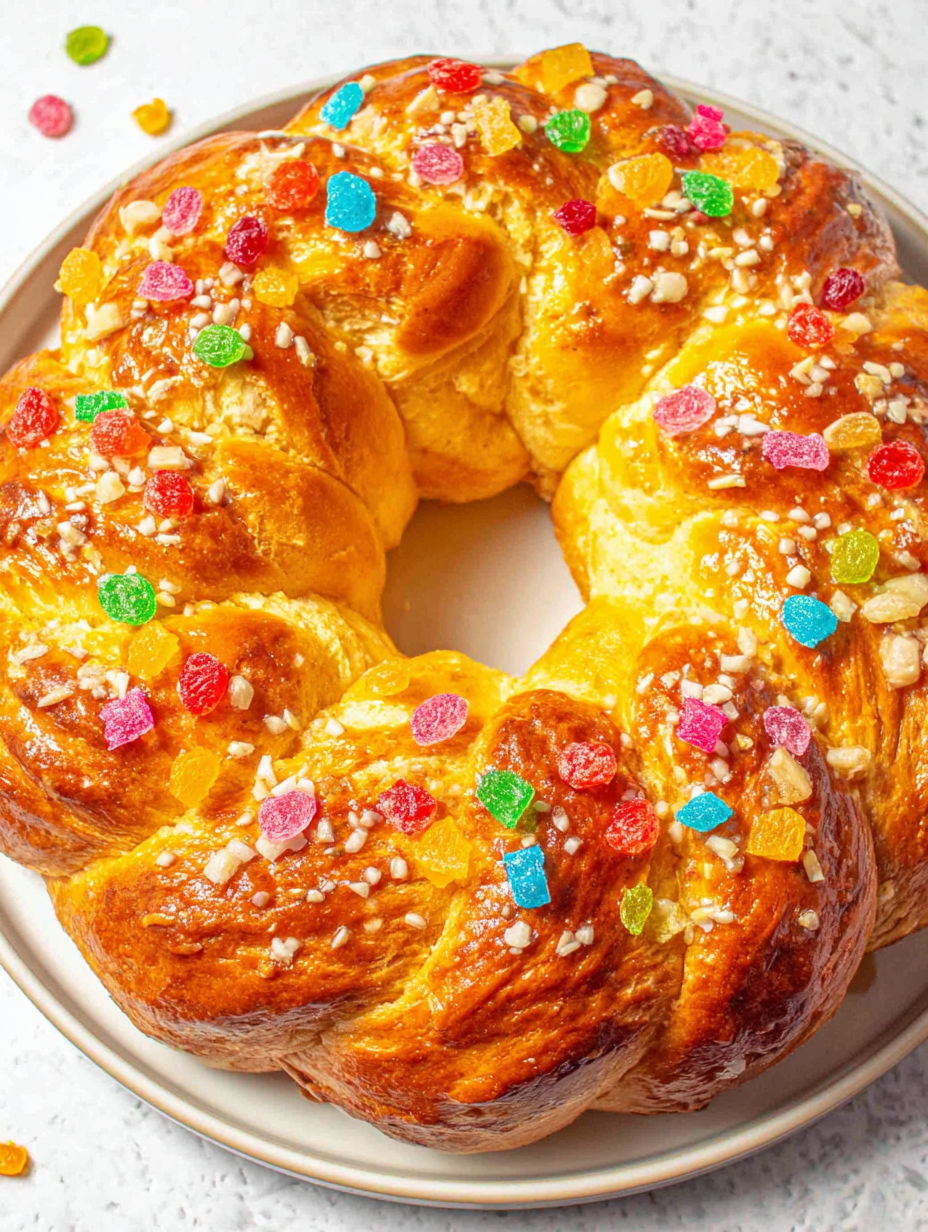 A plate with a pastry on it.