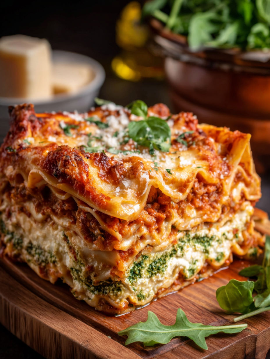 A vegan lasagna bolognese recipe.