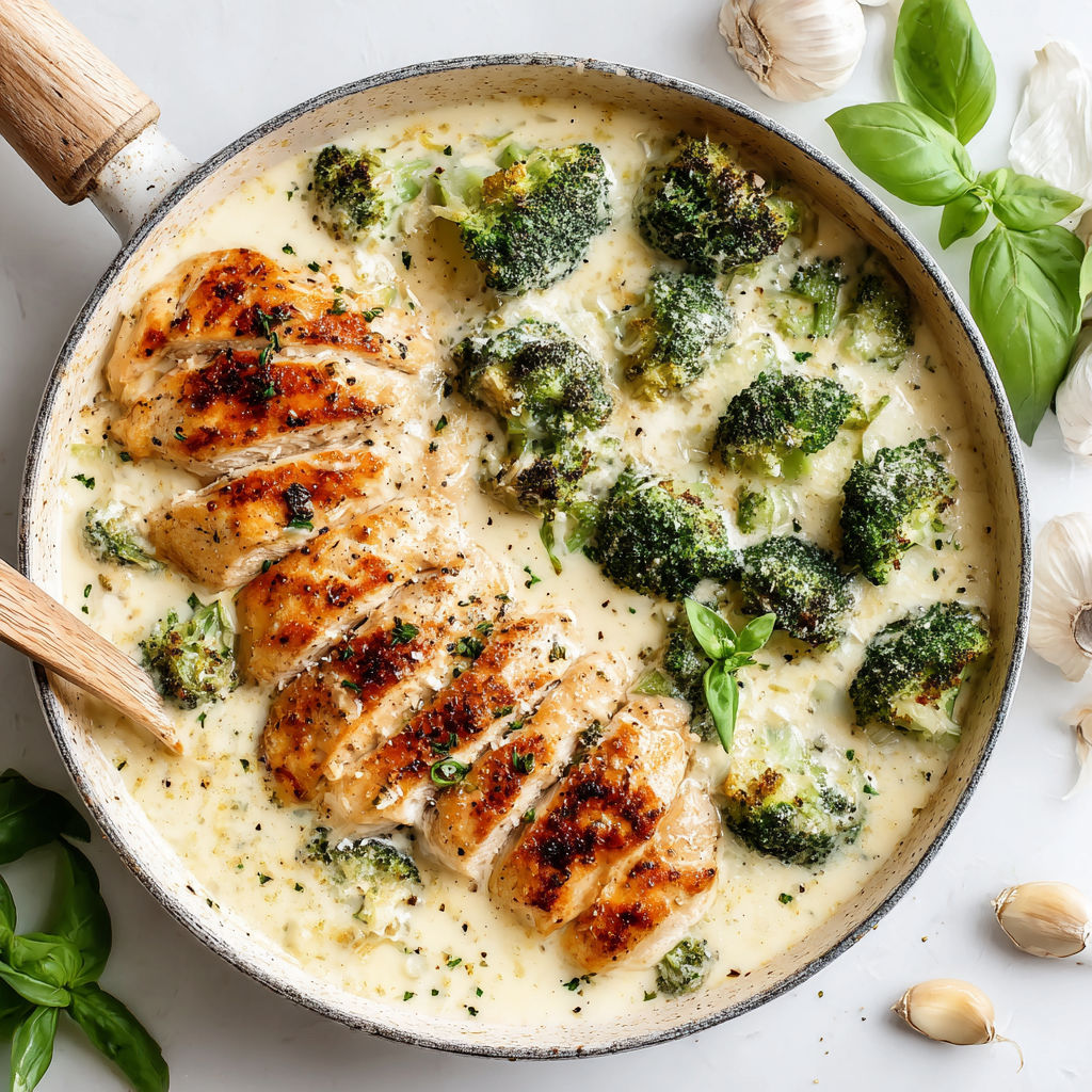 A bowl of chicken and broccoli.