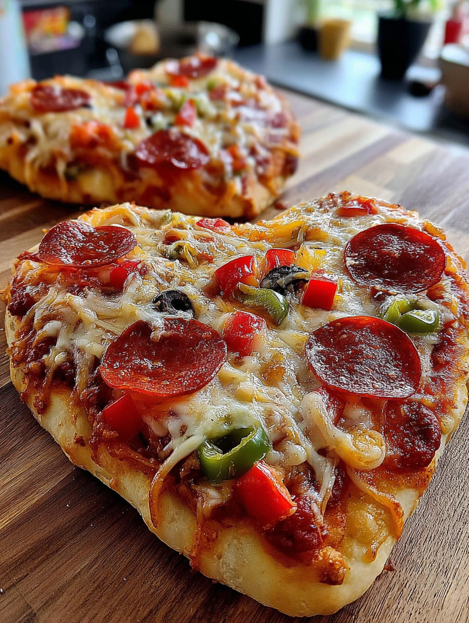 A heart shaped pizza with pepperoni and cheese.