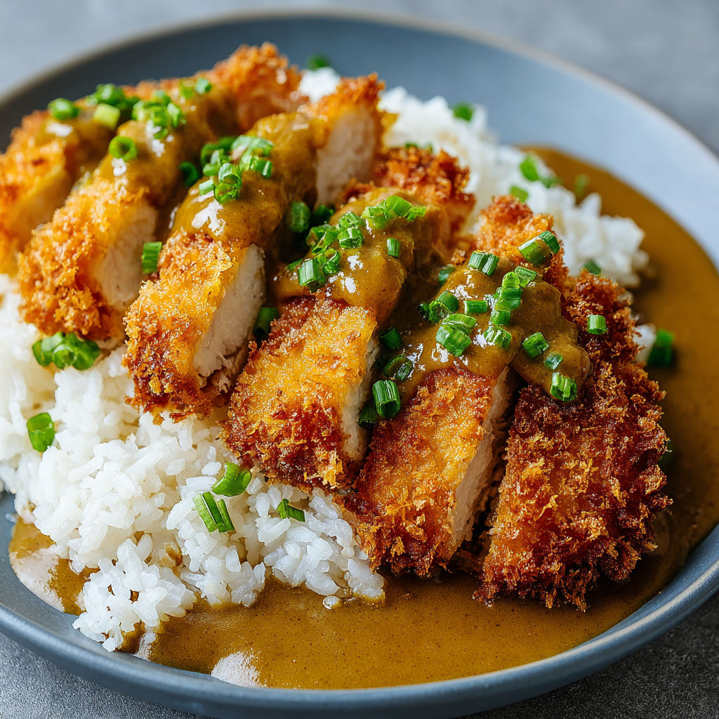 A plate of chicken katsu curry.