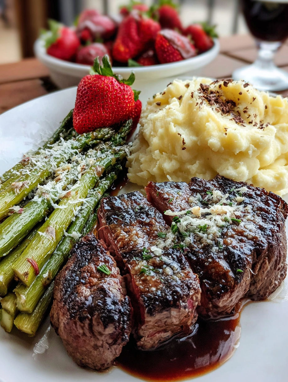A plate of food with meat, potatoes, and vegetables.