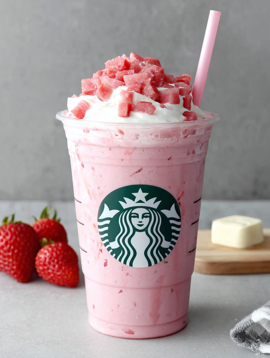 A pink drink with a starbucks logo on it.