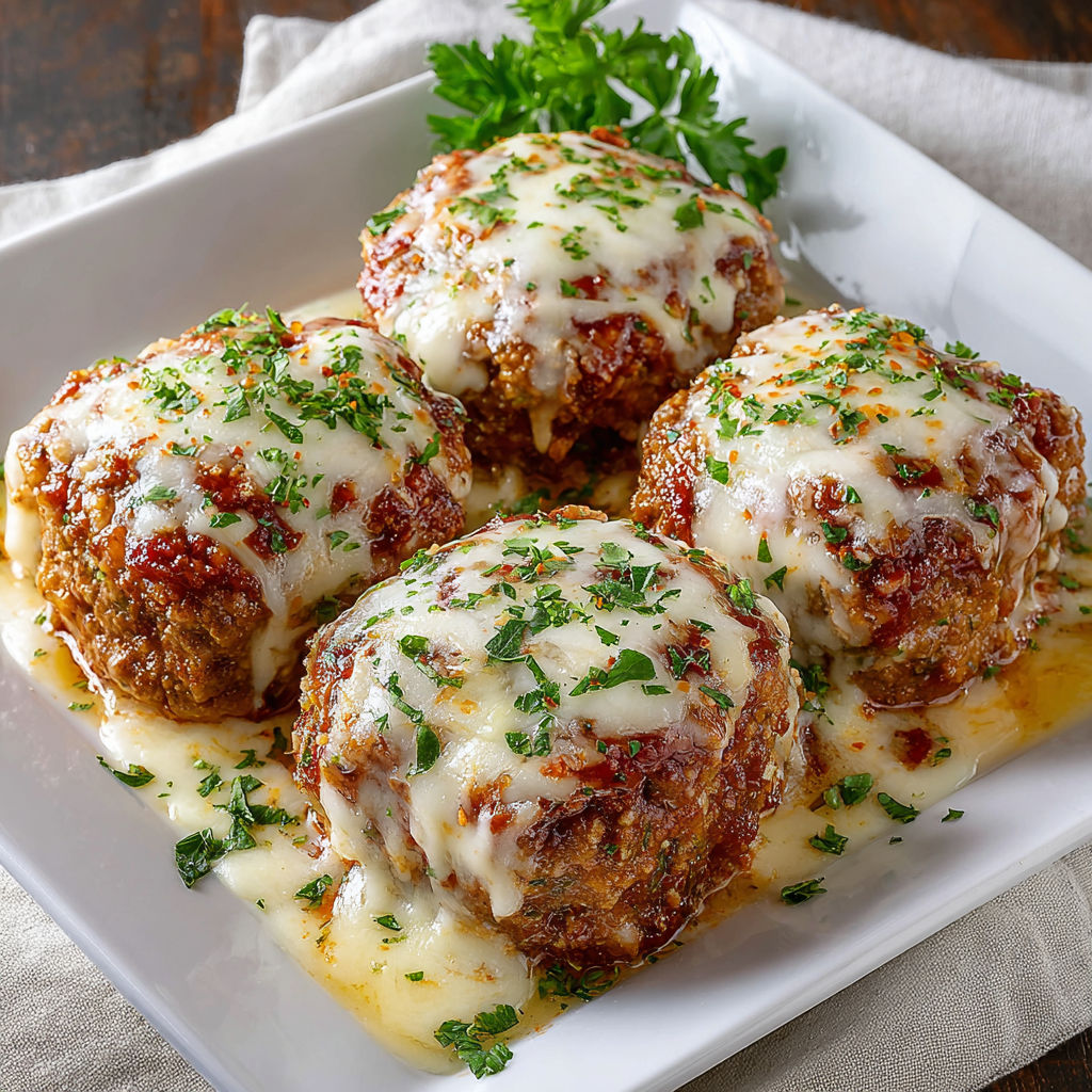 A plate of mini meatloaves with cheese.