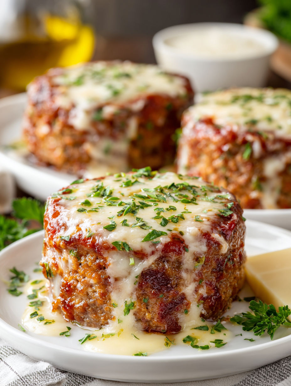 Three mini meatloaves with cheese on top.