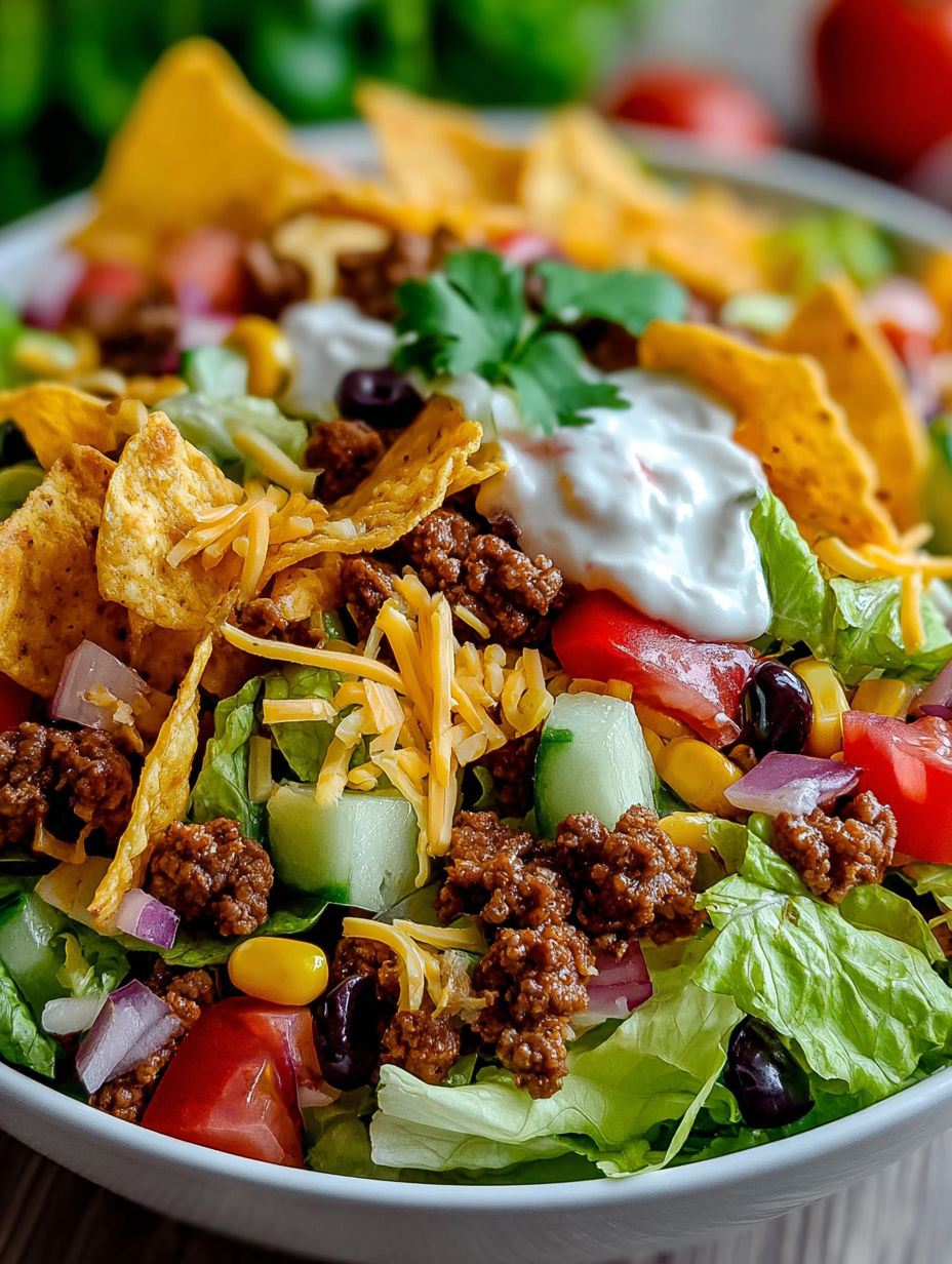 A bowl of Doritos Taco Salad.