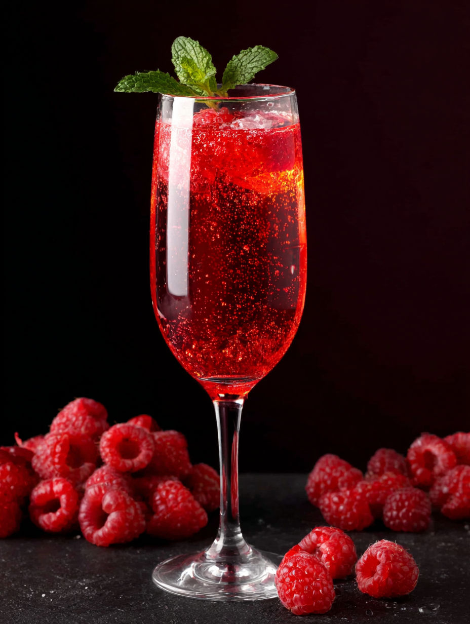 A glass of red drink with a mint garnish.