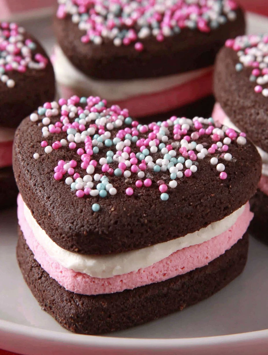 A heart shaped cookie with white frosting and pink frosting.