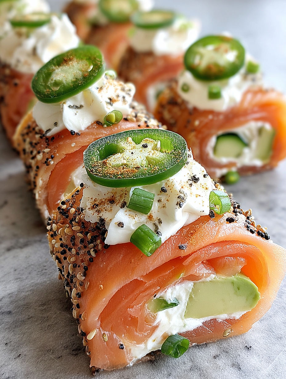 A smoked salmon and cream cheese roll up.