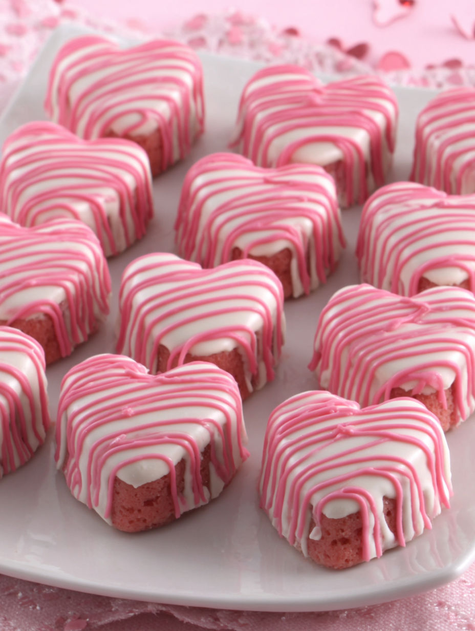 Heart shaped cakes on a plate.