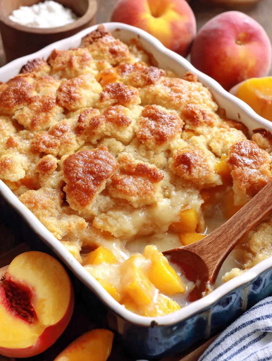 A white bowl filled with a dessert made with peaches.