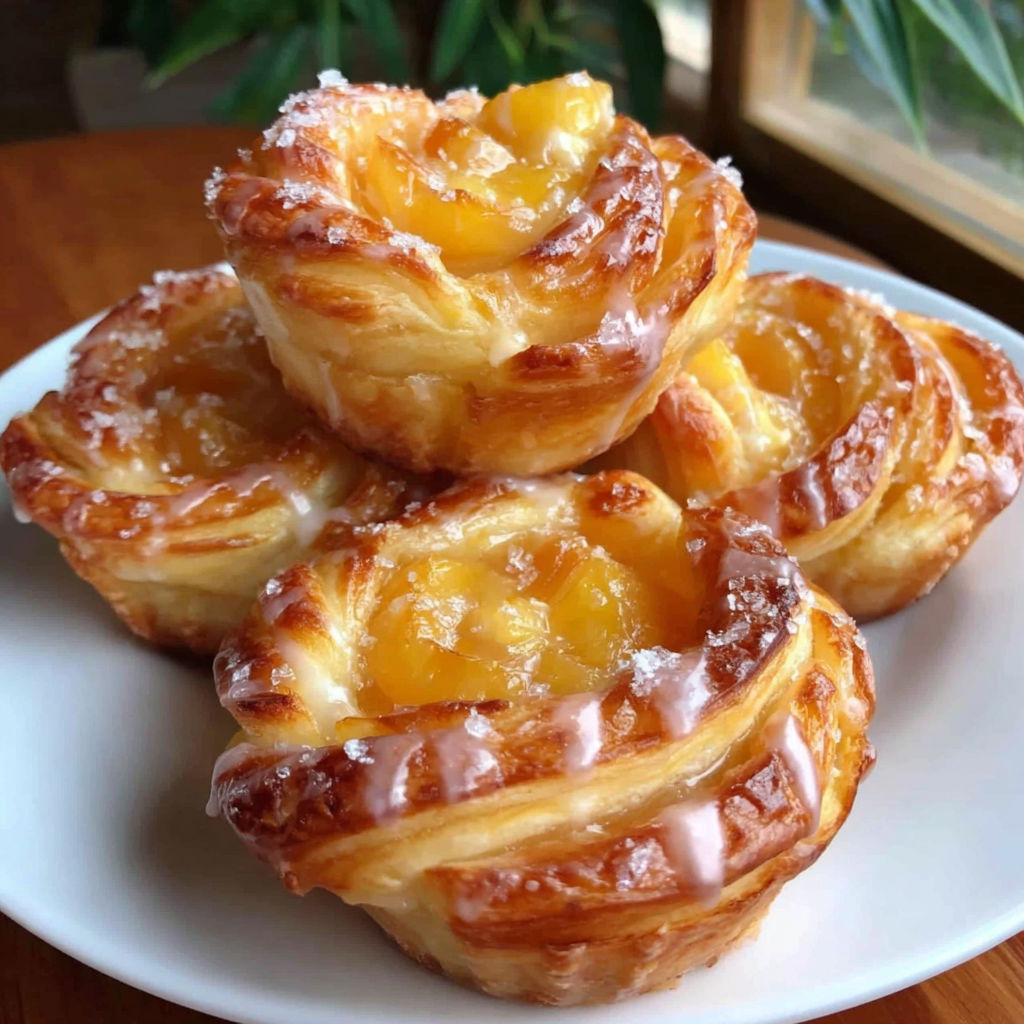 Three peach cookies on a plate.