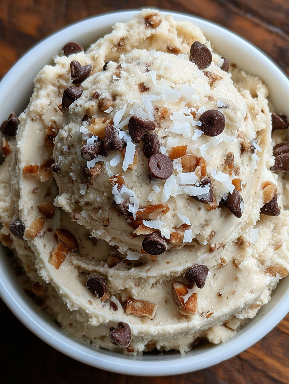 A bowl of yogurt cookie dough.