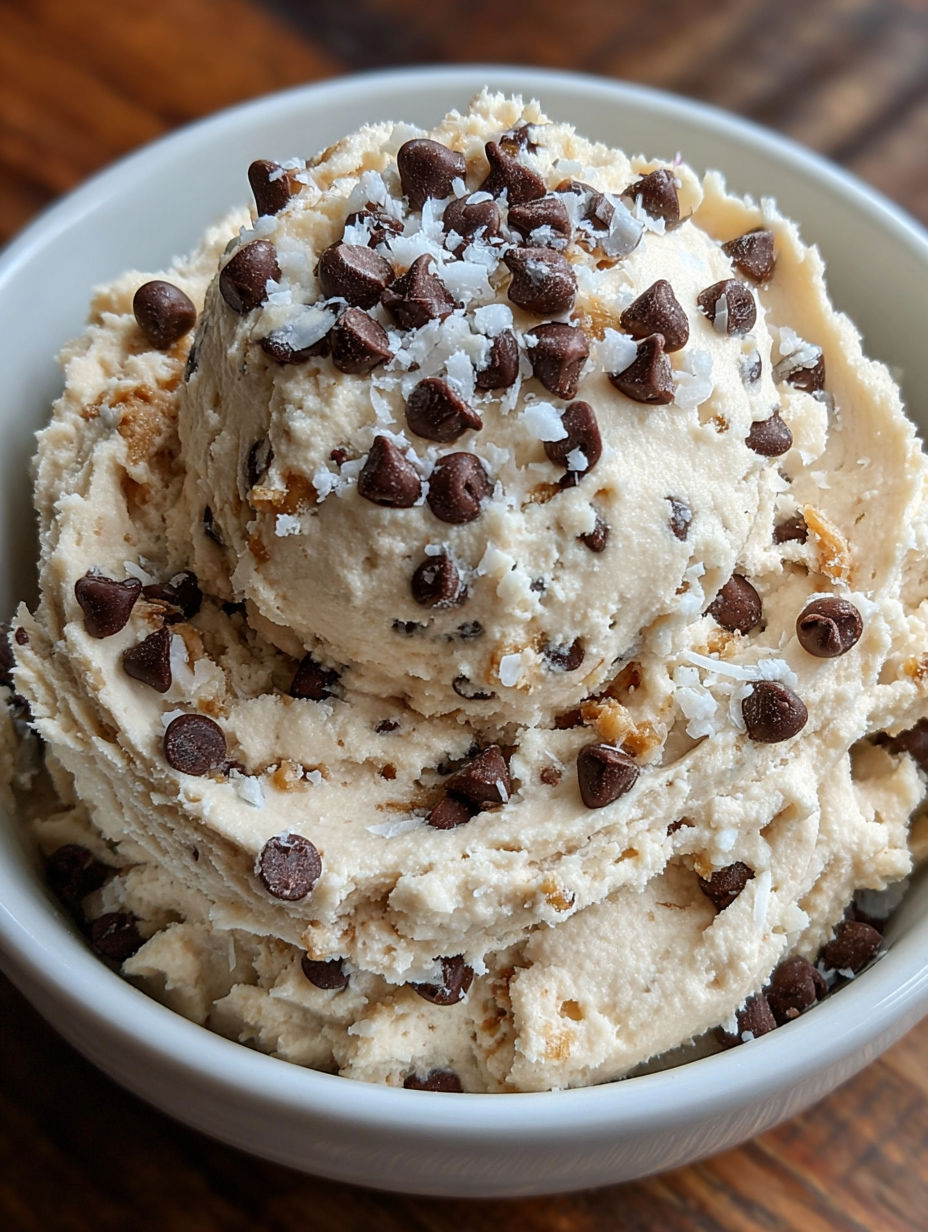A bowl of yogurt cookie dough.