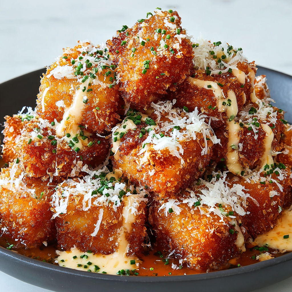 A plate of crispy bang bang salmon bites.