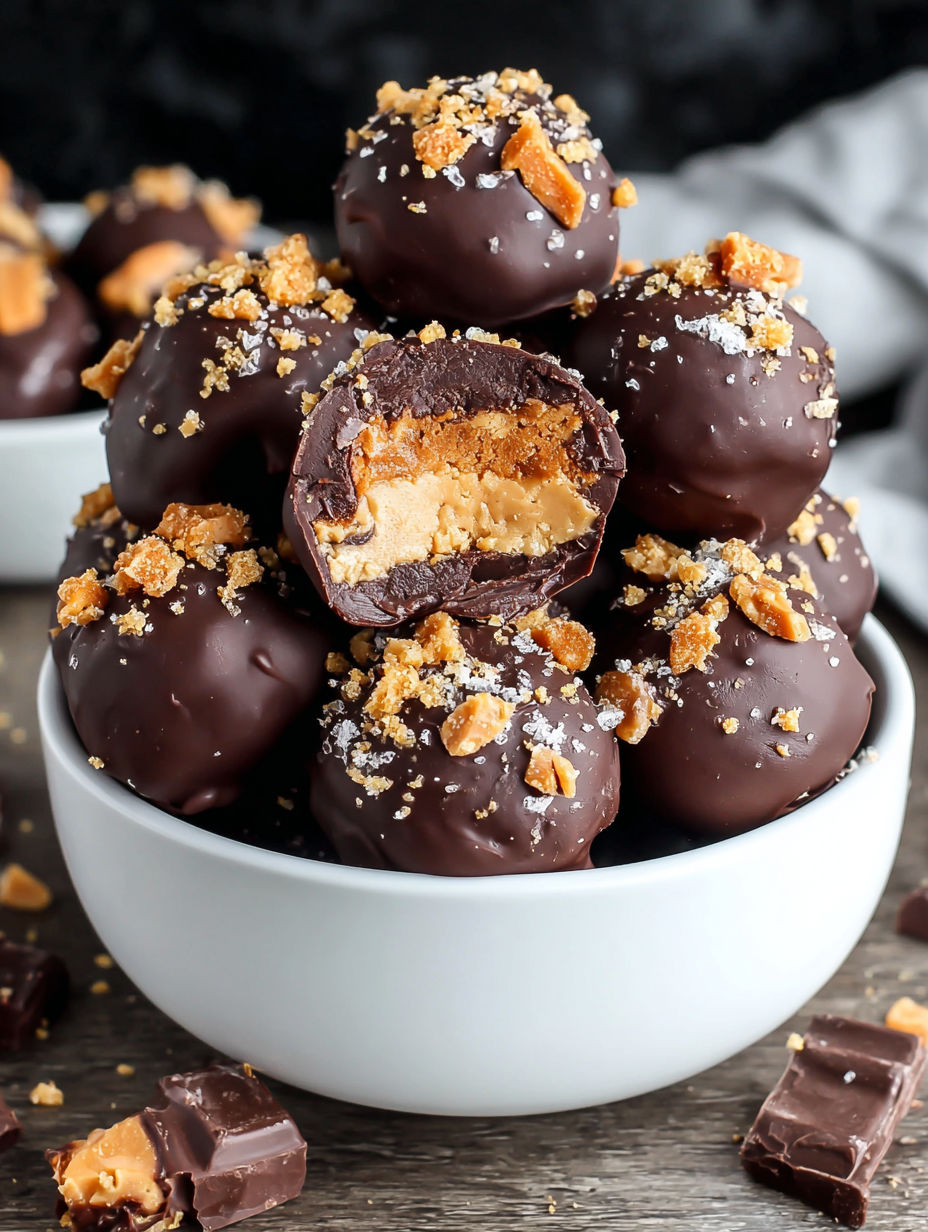 A bowl of peanut butter balls.