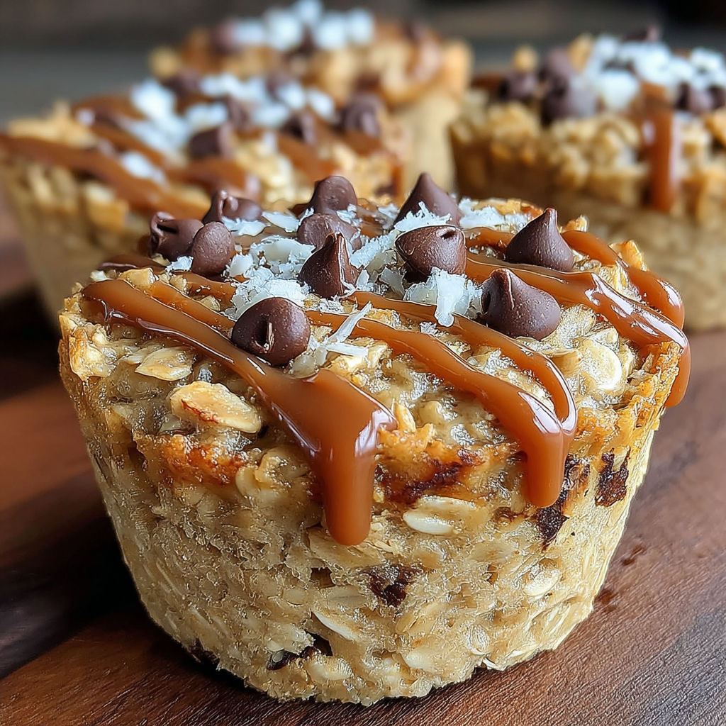 A close up of a peanut butter protein oatmeal cup.