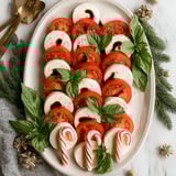 Caprese Candy Cane with tomatoes and basil.