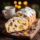 A slice of Christmas Stollen with Marzipan.