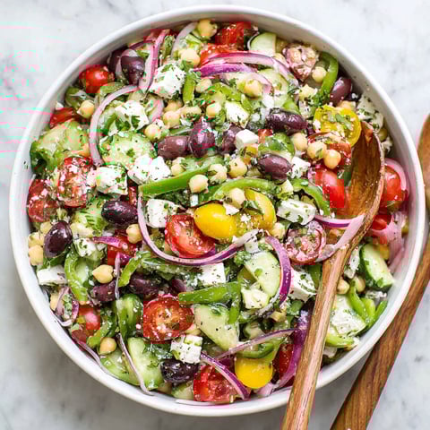 A large bowl of Greek salad.
