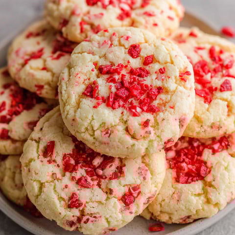 A plate of red hot cookies.