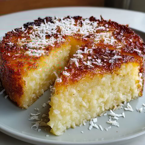 A slice of crustless coconut pie dessert.