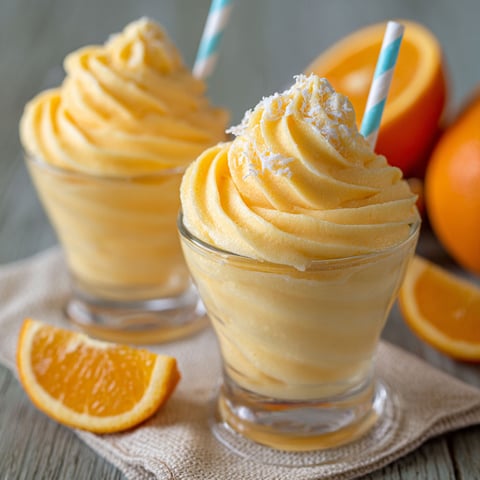 Two glasses of orange Dole Whip.