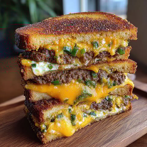 A stack of jalapeño popper patty melts.