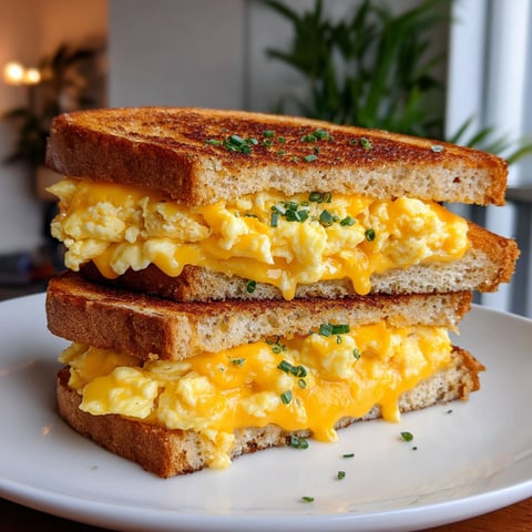 A grilled cheese sandwich with eggs on top.