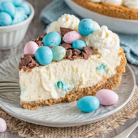 A slice of Easter Egg Cheesecake.