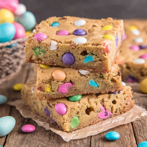 A stack of Easter Blondies.