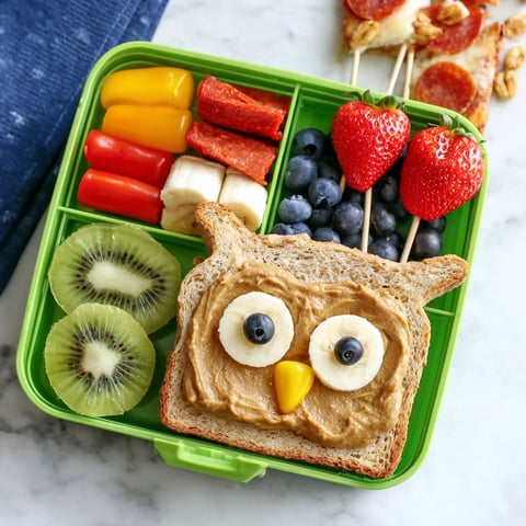 A fun lunch idea for kids is a sandwich shaped like an owl.