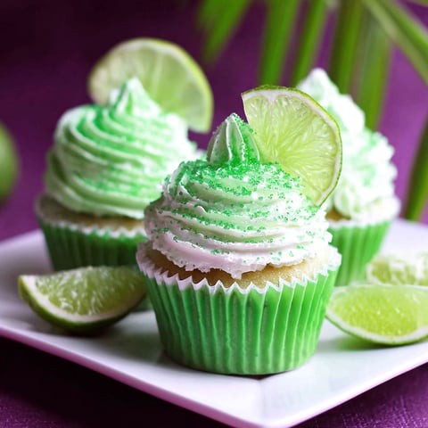 Green cupcakes with lime and lemon toppings.
