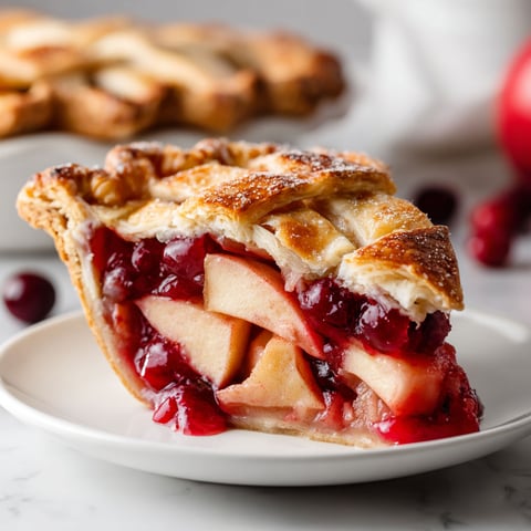 A slice of apple cranberry pie.