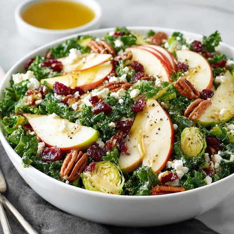 A bowl of salad with apples, pears, and honey dressing.